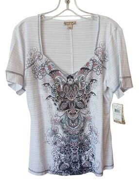 Energe World Wear Embellished Top Size Large NWT